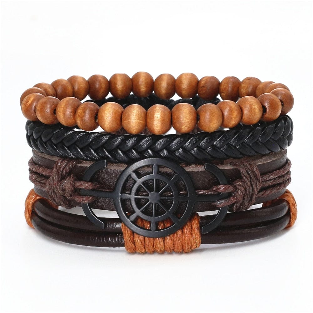Bracelet cuir et perle homme