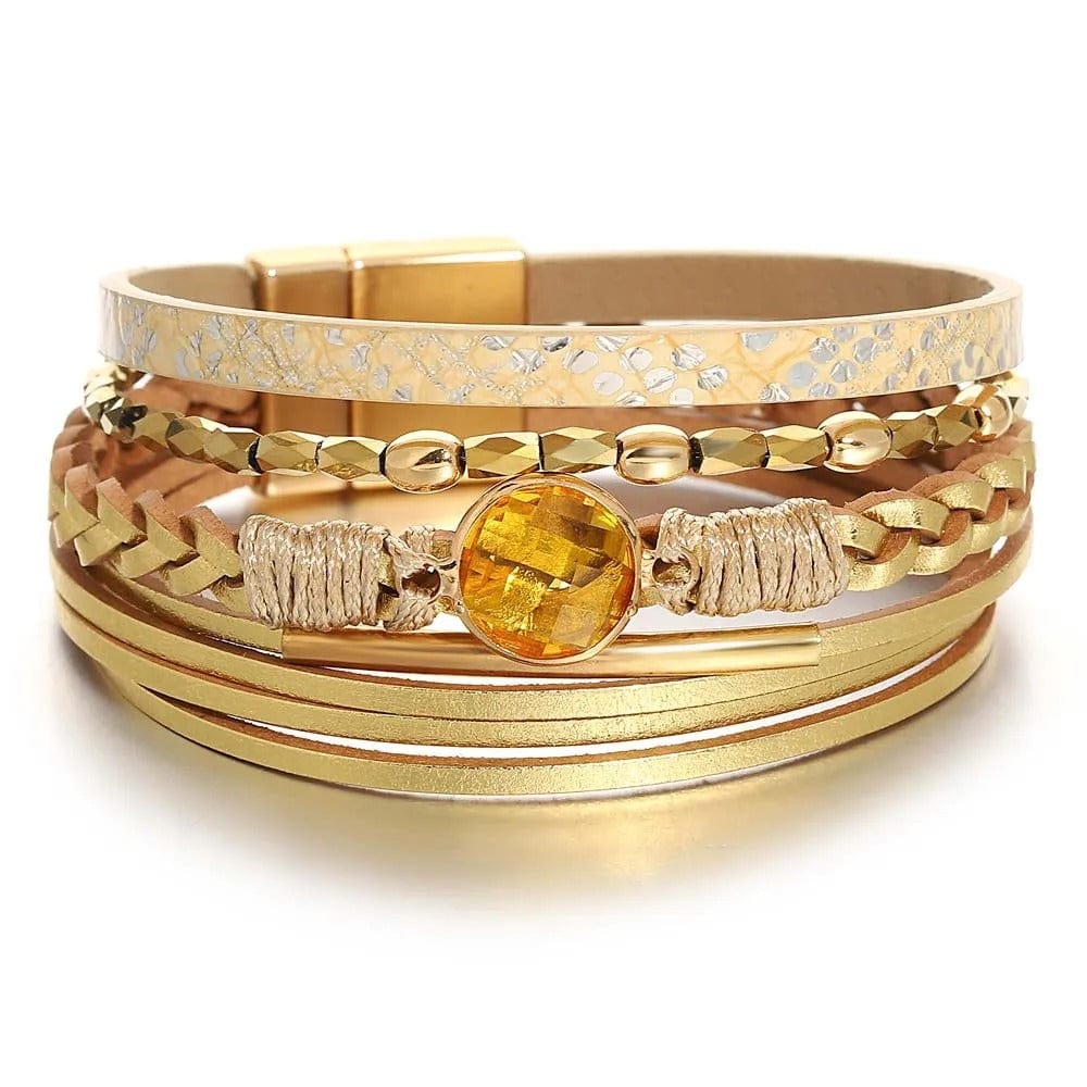 Bracelet Tressé Cuir Multicolore Crystal