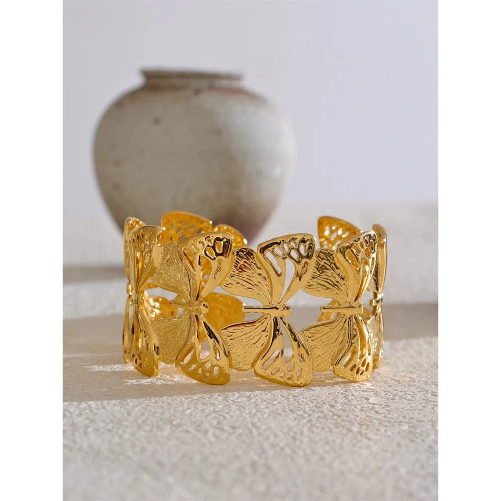 bracelet acier doré papillon élégant femme