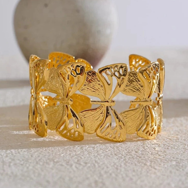 bracelet acier doré papillon élégant femme