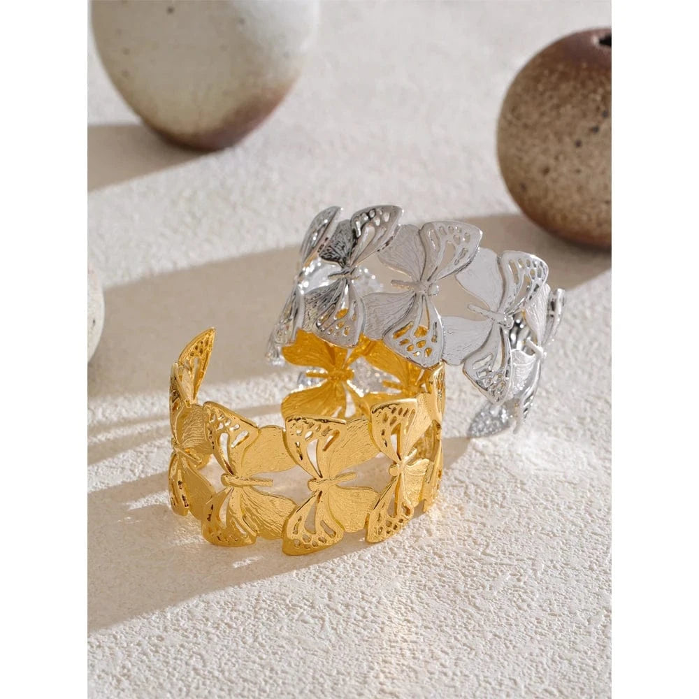 bracelet acier doré papillon élégant femme