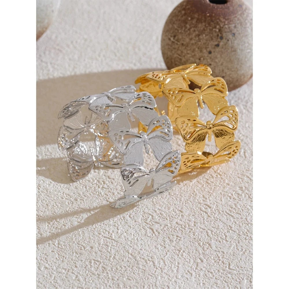 bracelet acier doré papillon élégant femme