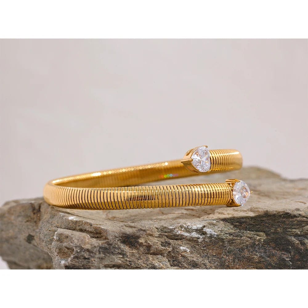 Bracelet acier inoxydable doré avec pierres