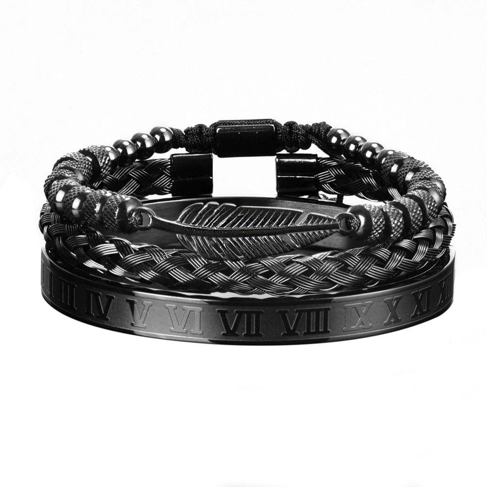 bracelet acier inoxydable homme Noir