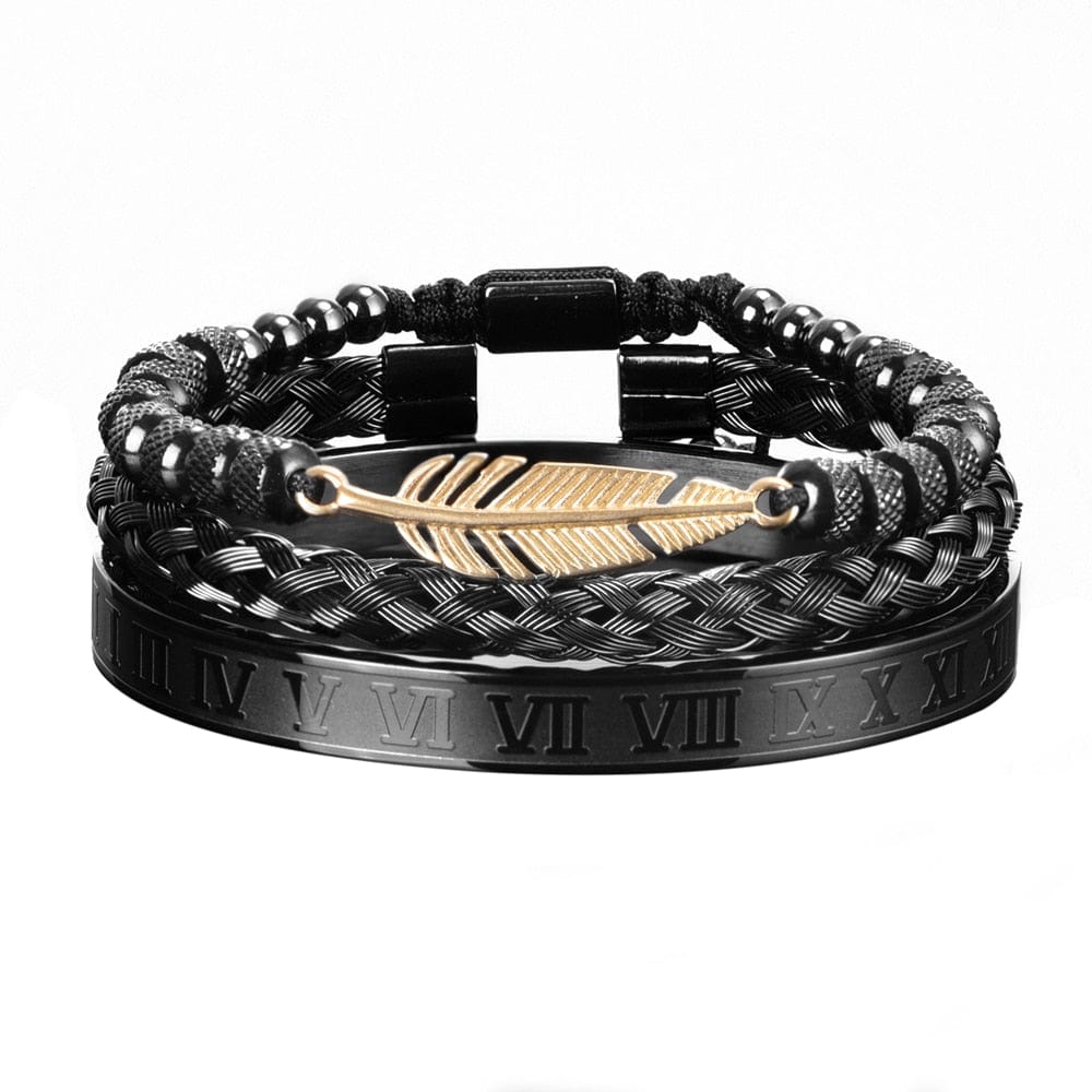 bracelet acier inoxydable homme Noir / Or