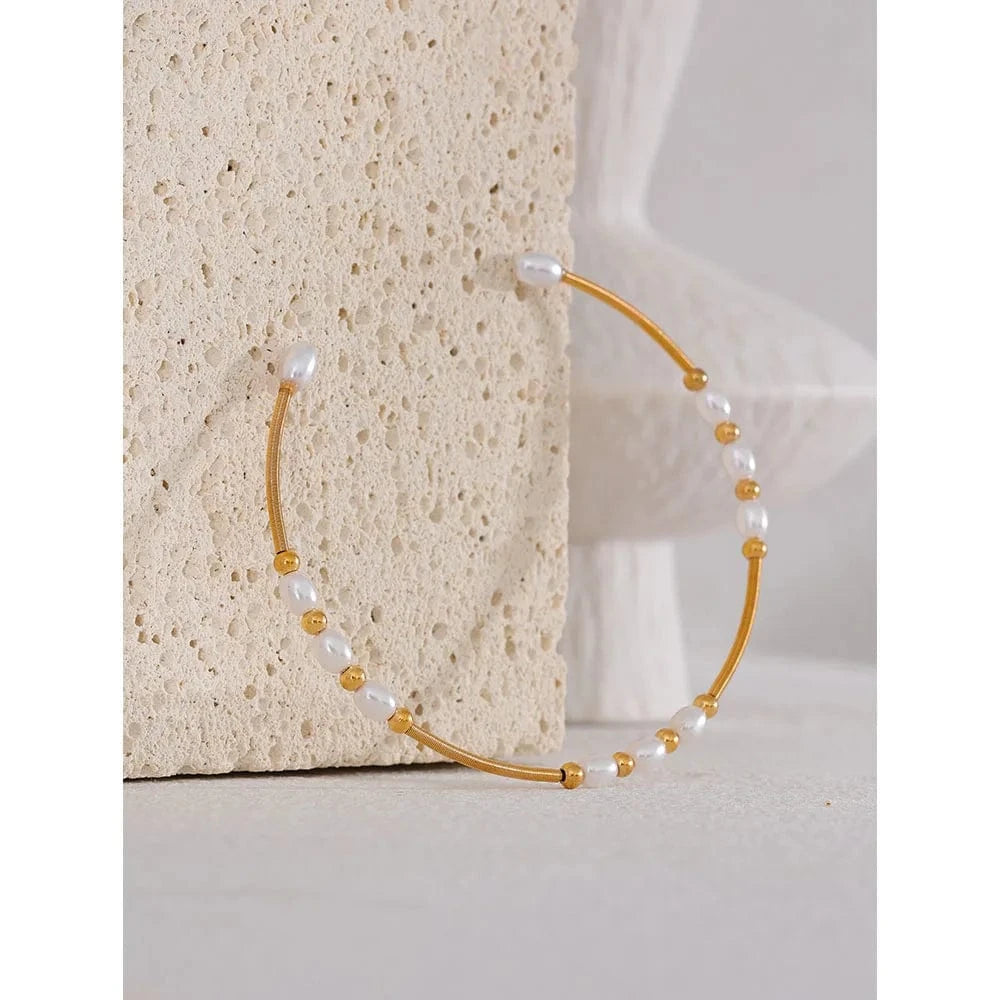 bracelet acier perles femme élegance