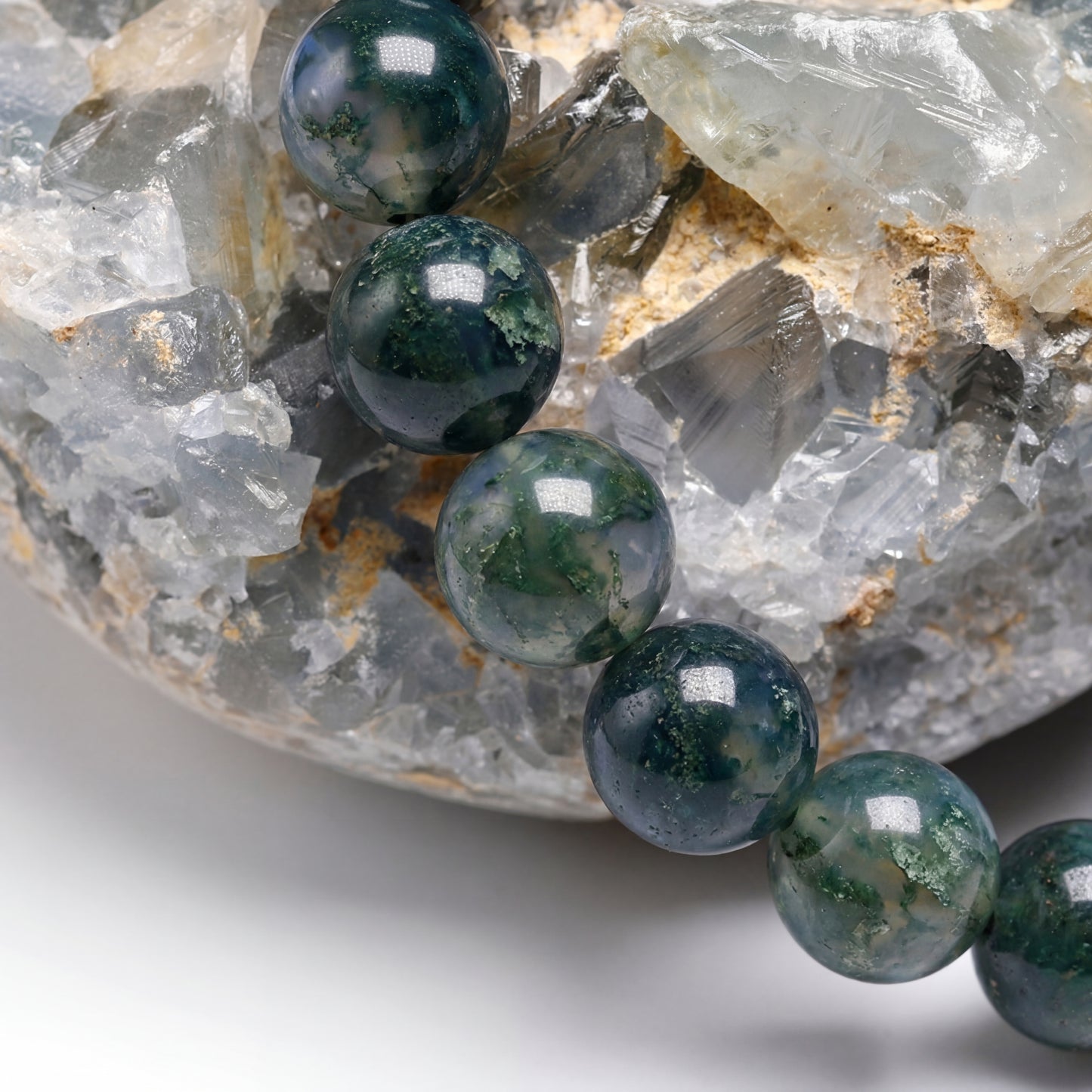 Bracelet Agate Mousse 6/8mm Pierre Naturelle | WristArt