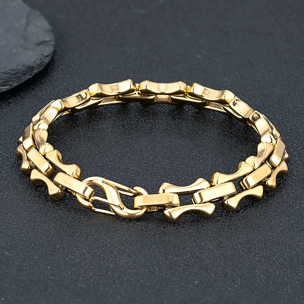 Bracelet chaîne os acier homme punk rock 10mm | WristArt