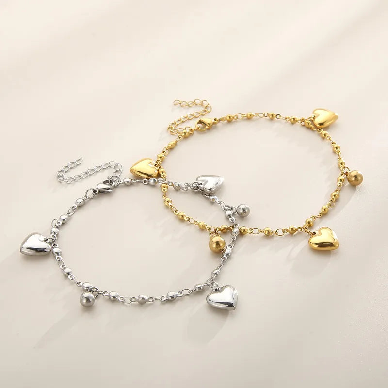 Bracelet Cheville Cœur Doré Acier Waterproof PVD | WristArt
