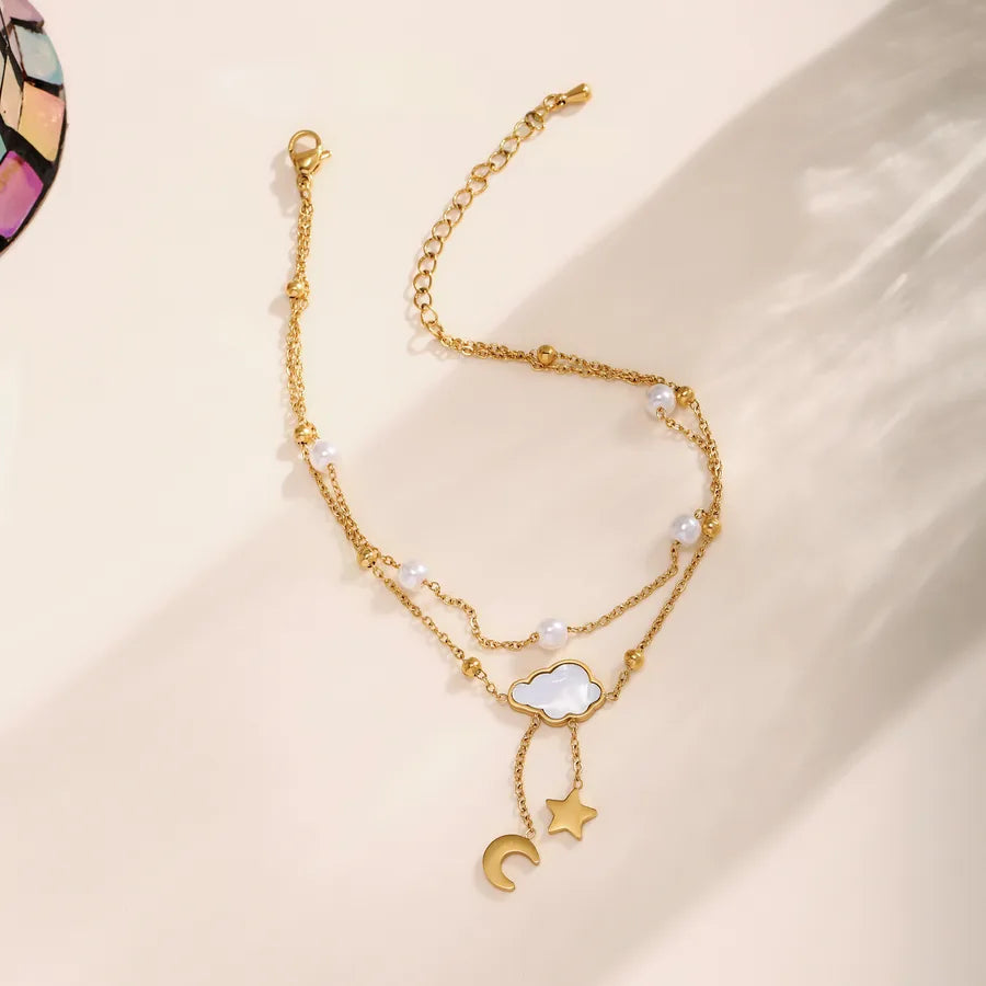 Bracelet Cheville Nuage Résine Acier 304 Waterproof Doré | WristArt Doré