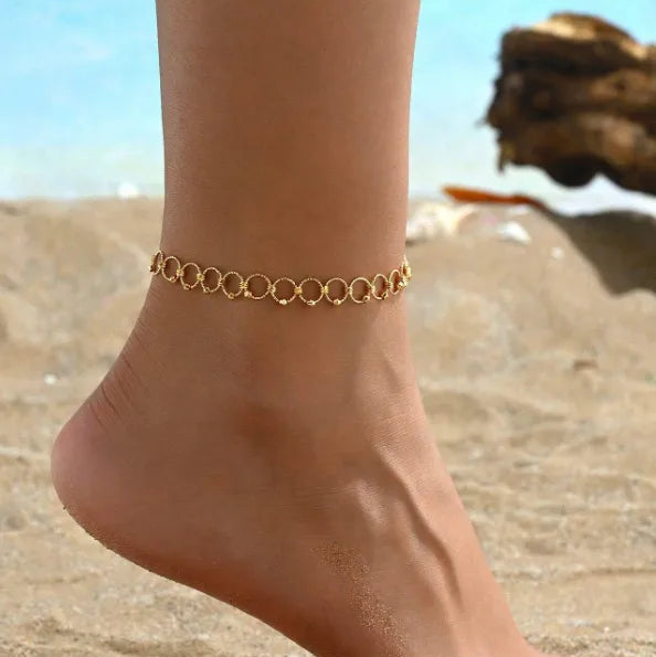 Bracelet Cheville Pois Ronds Cuivre Plaqué Or | WristArt