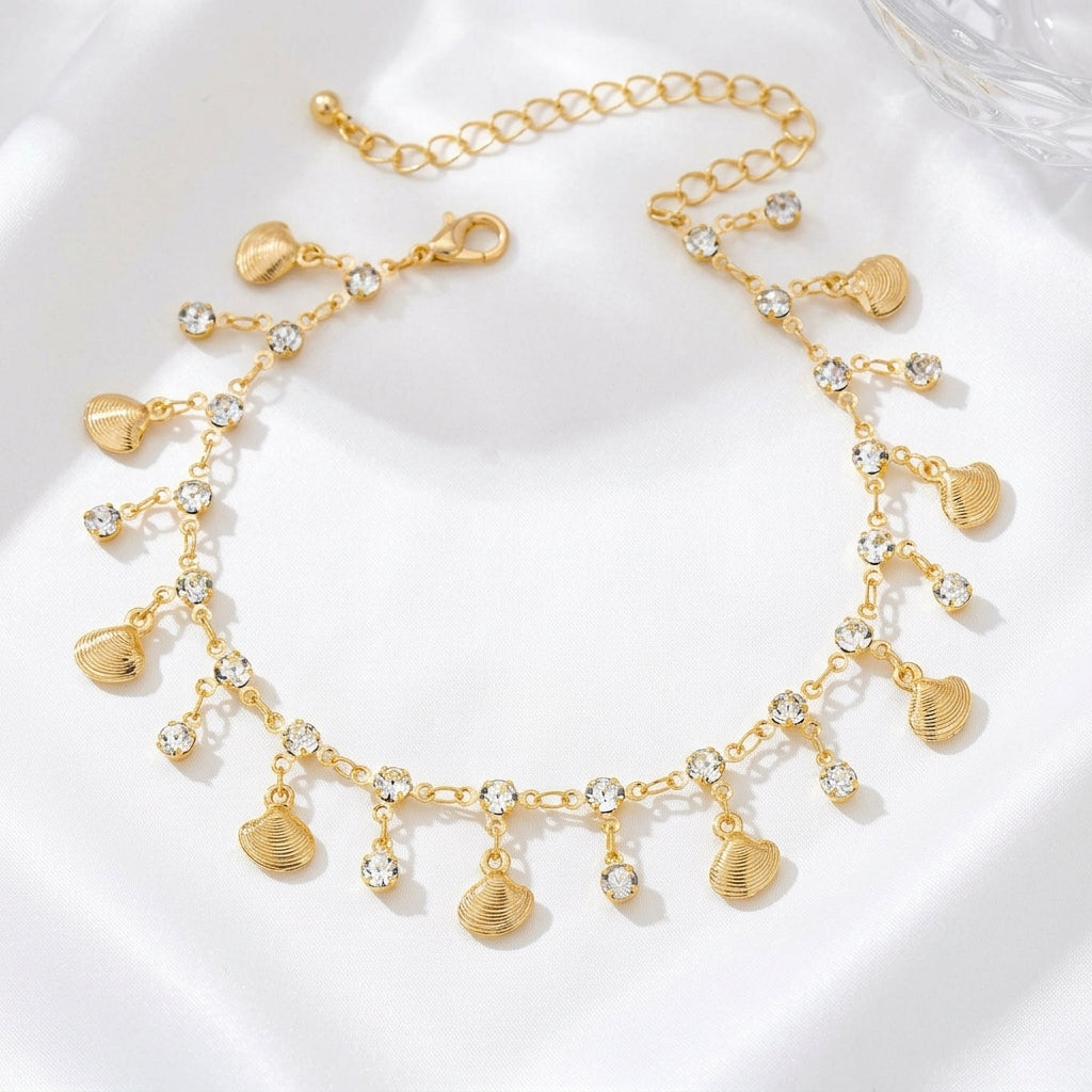 Bracelet Cheville Romantique Coquillage Doré Fin Bijou | WristArt