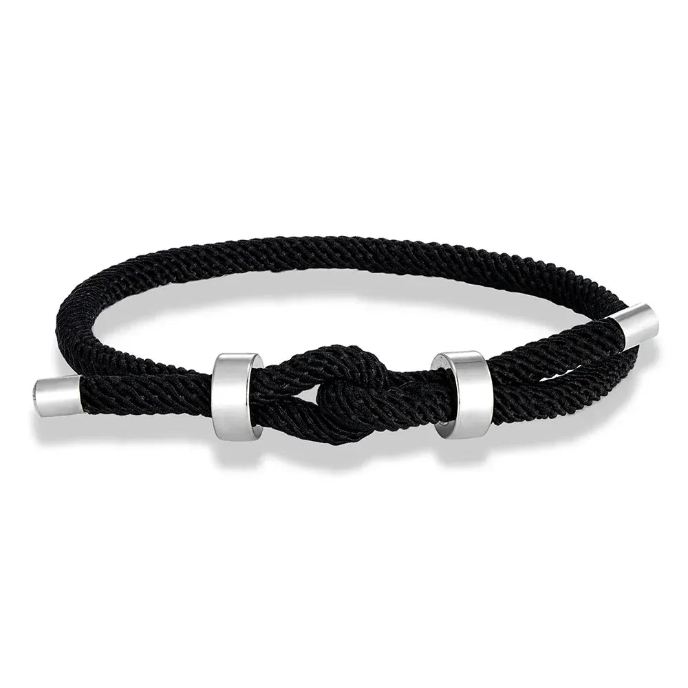 Bracelet Corde Ajustable Homme & Femme | 16 Couleurs – Offre 2+1 Noir