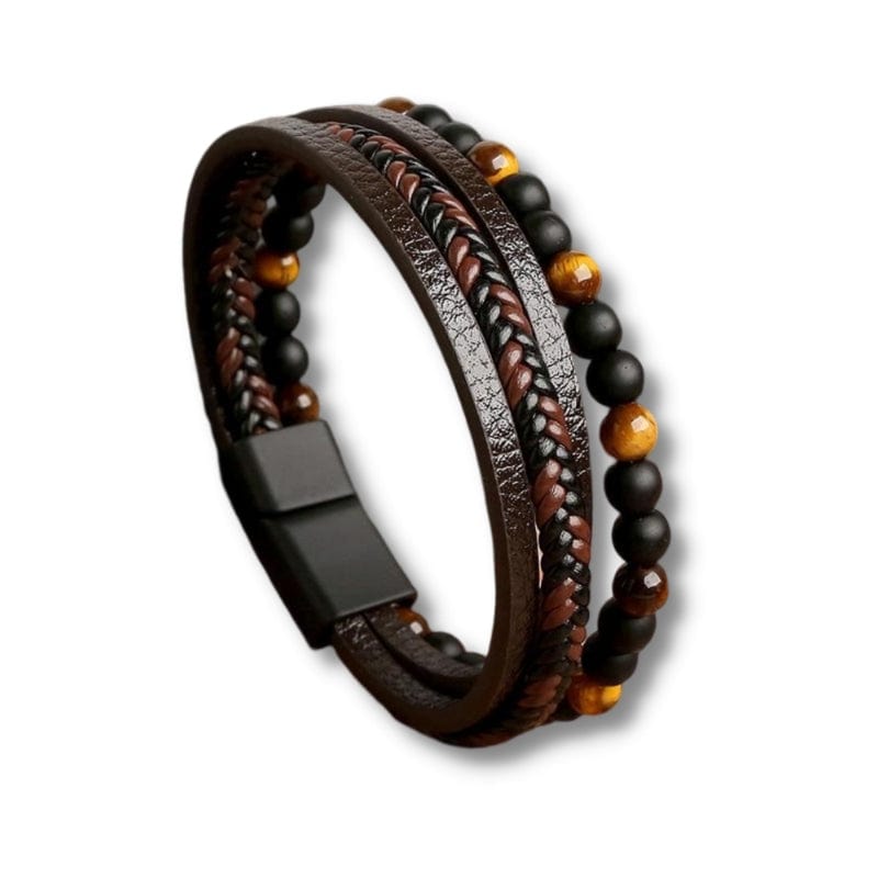 Bracelet cordon cuir homme Marron / 18.5cm