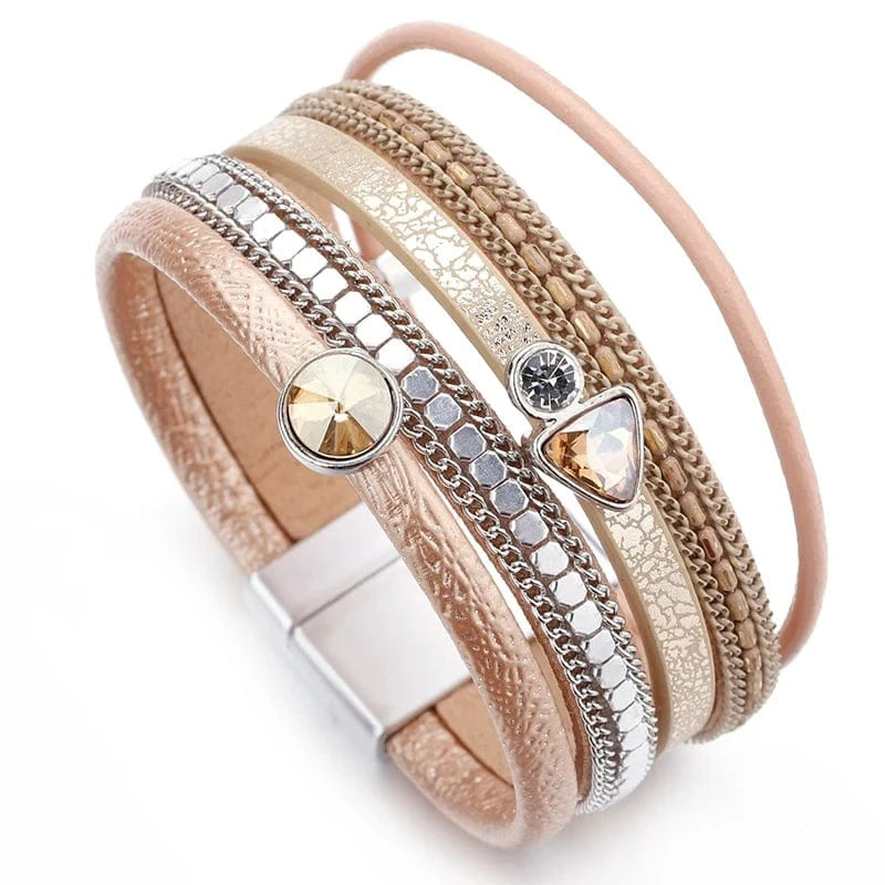 bracelet cuir double tour femme Or