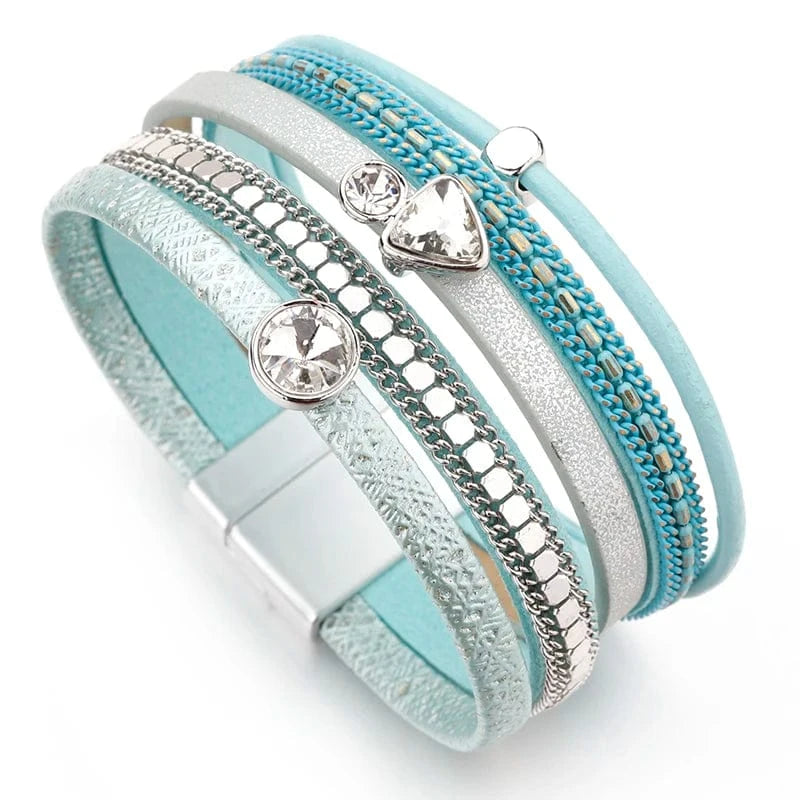 bracelet cuir double tour femme Turquoise