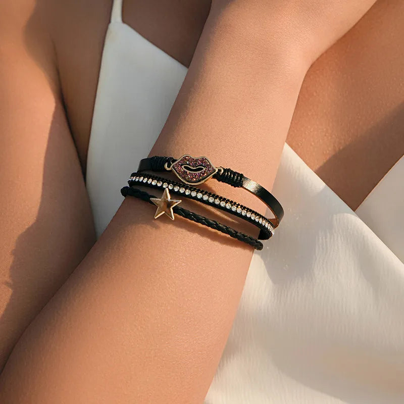 Bracelet cuir éclatant femme | Bijou tendance et lumineux
