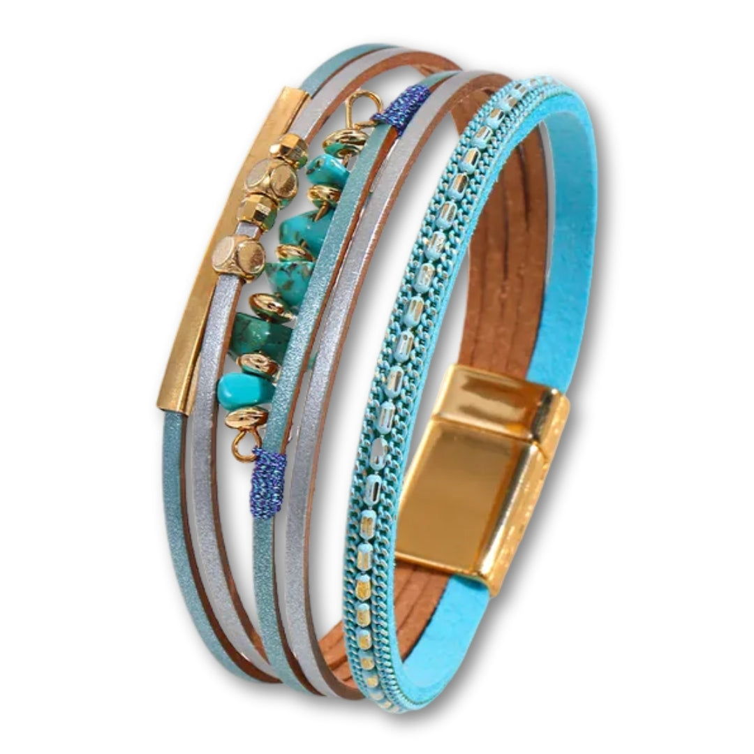 Bracelet Cuir et Pierre Turquoise