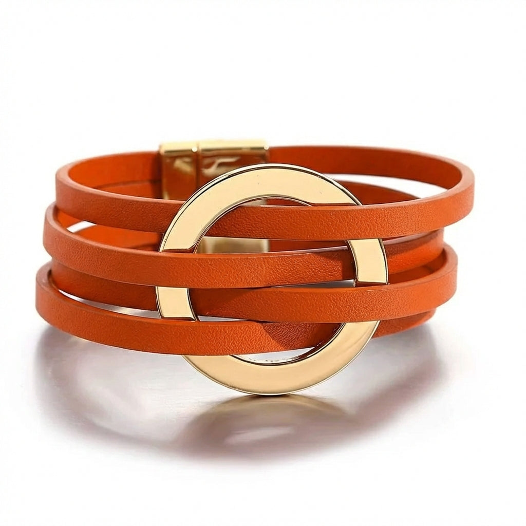 bracelet cuir femme luxe Orange