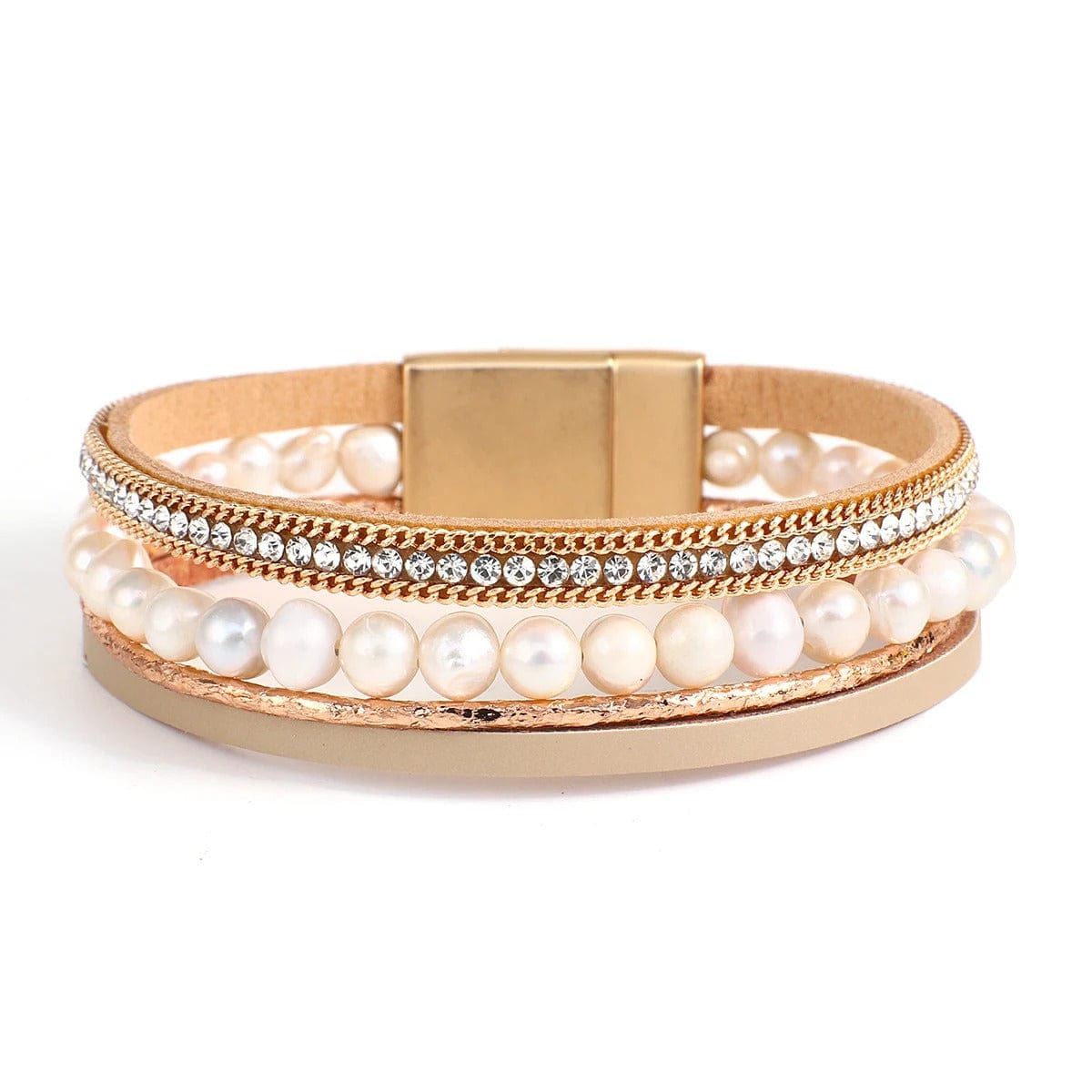 bracelet femme perle Beige