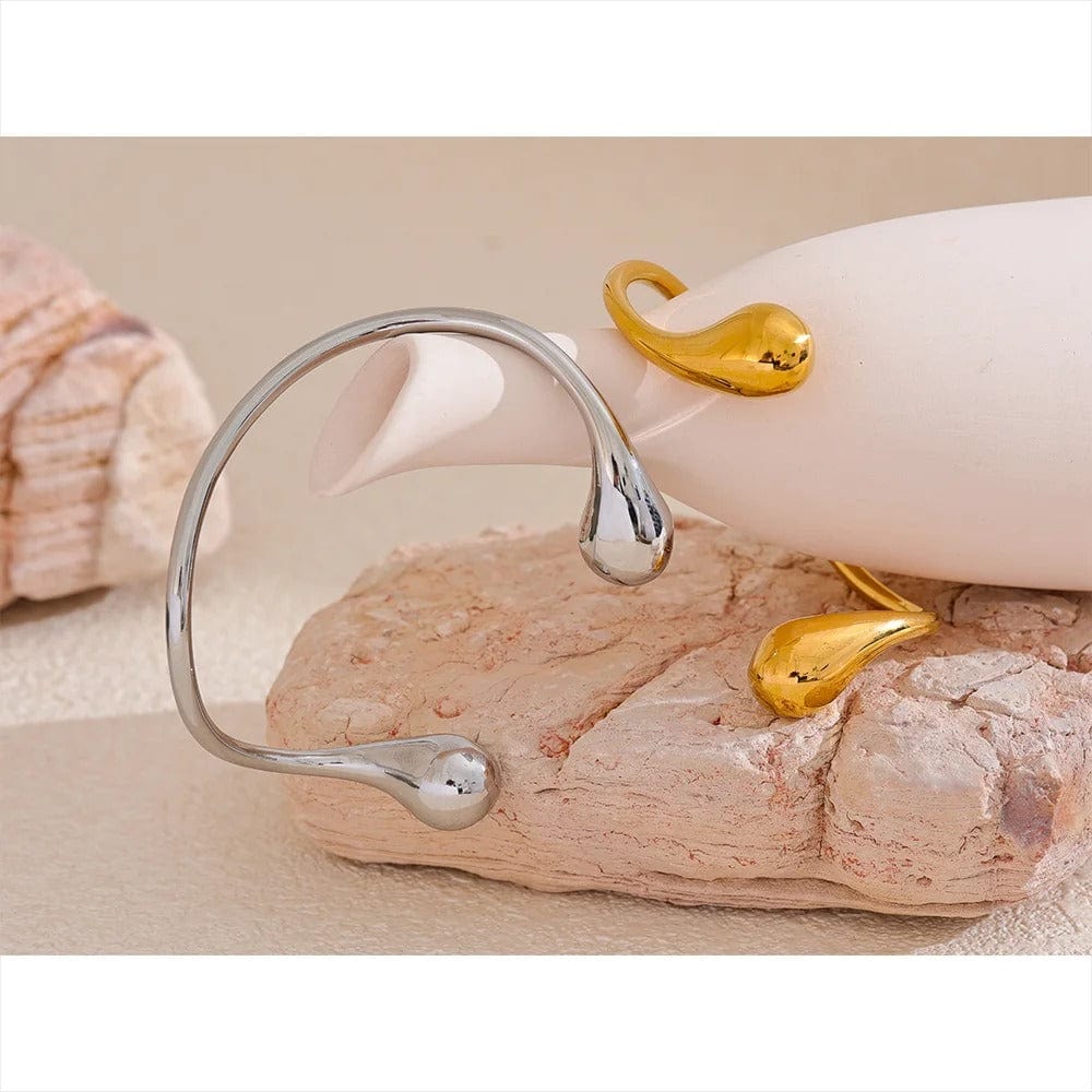 Bracelet Fin Acier Femme Torsadé Goutte d'Eau