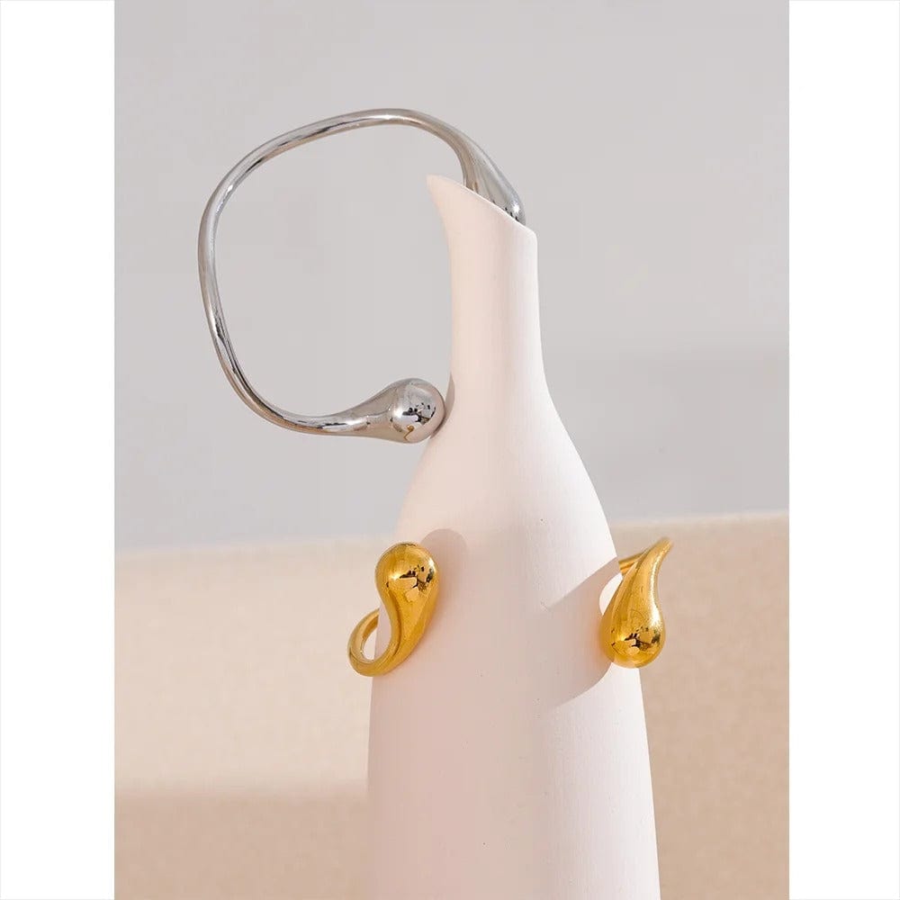 Bracelet Fin Acier Femme Torsadé Goutte d'Eau