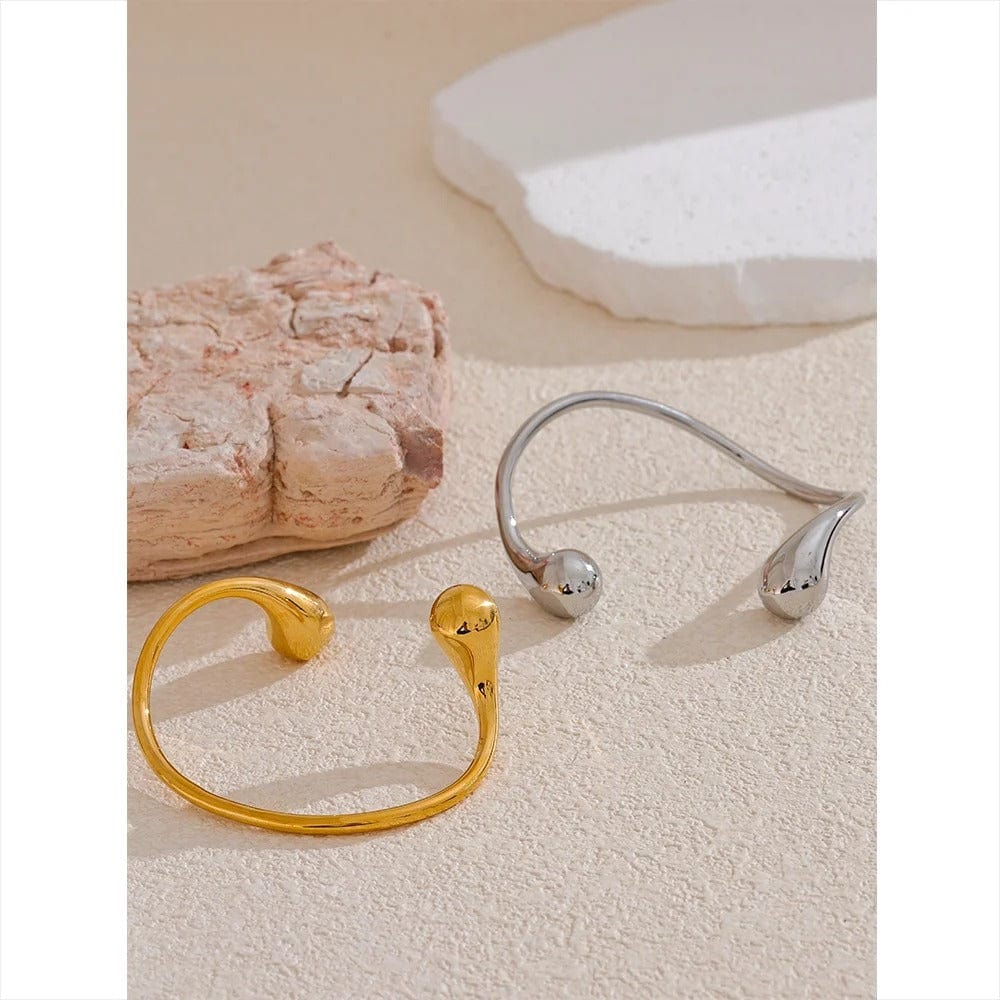 Bracelet Fin Acier Femme Torsadé Goutte d'Eau