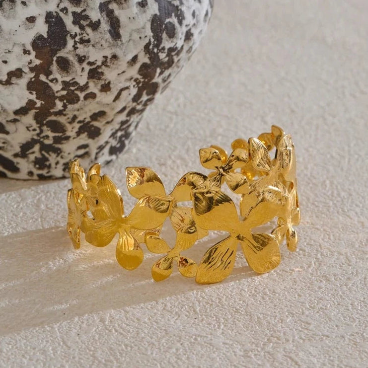 Bracelet floral doré acier
