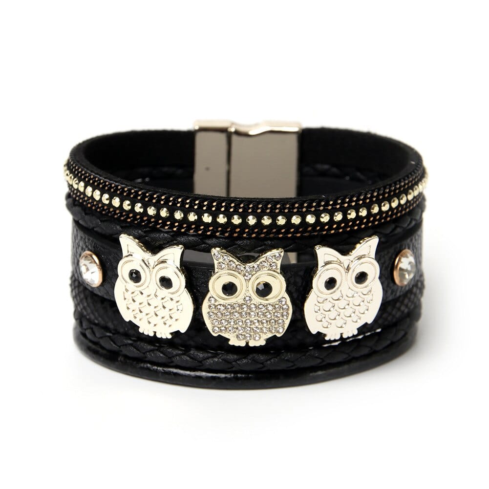 bracelet hibou Noir