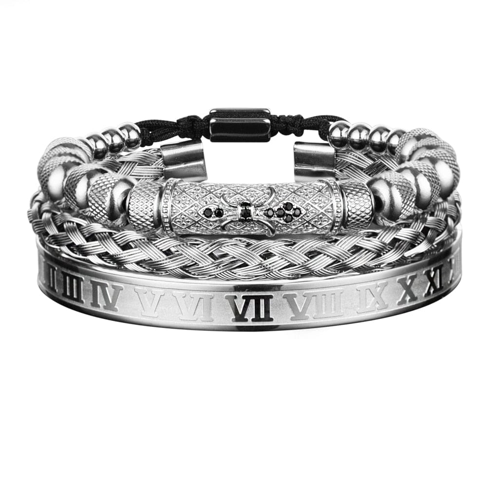bracelet homme acier inoxydable Argent