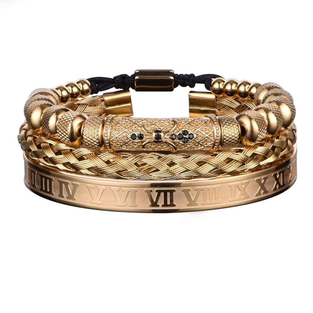 bracelet homme acier inoxydable Or