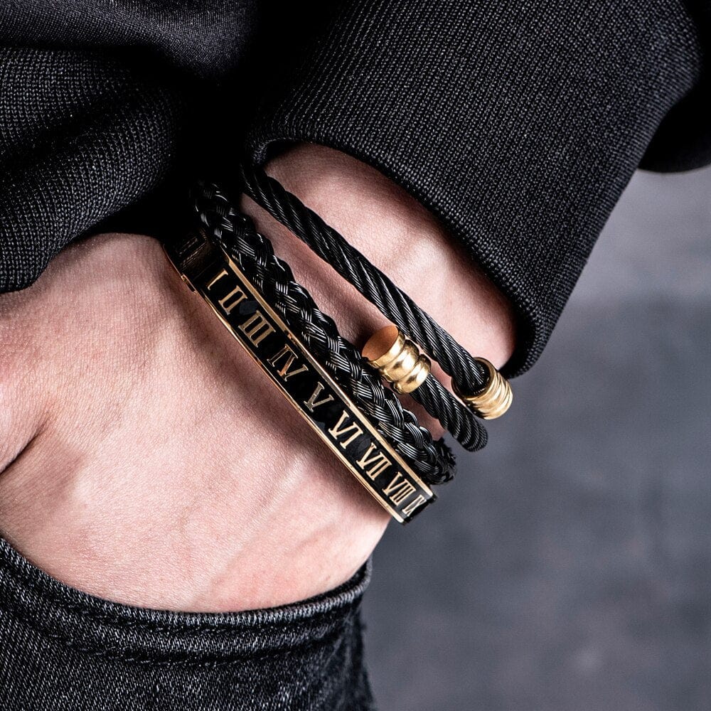 bracelet homme acier noir