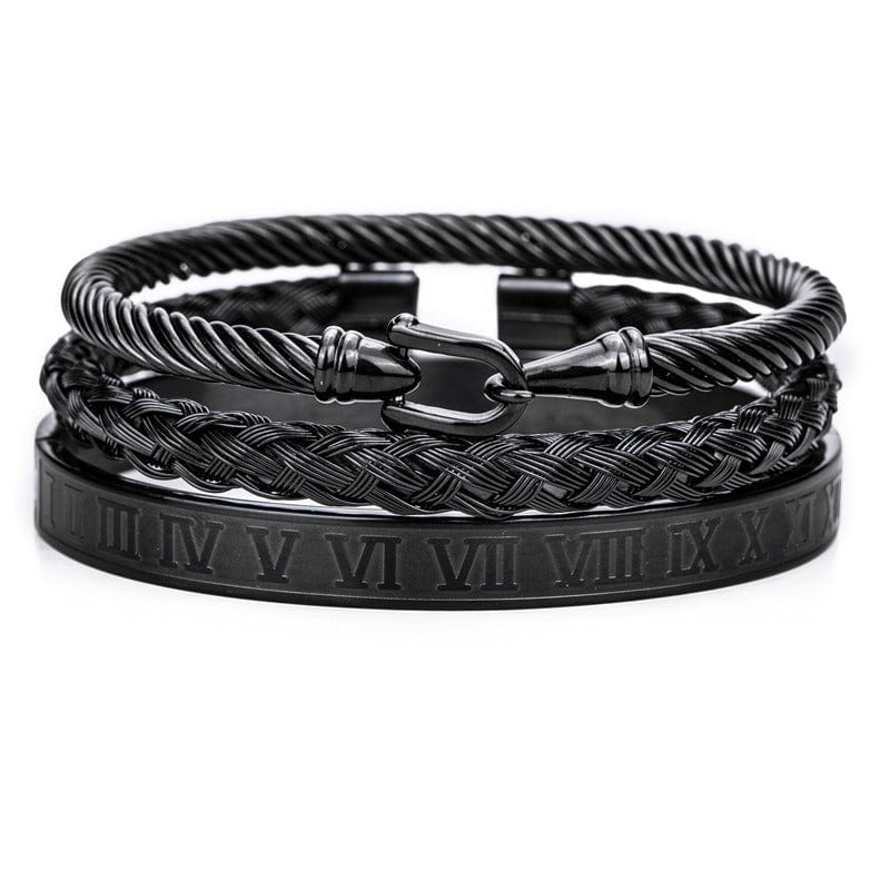 bracelet homme acier tendance Noir