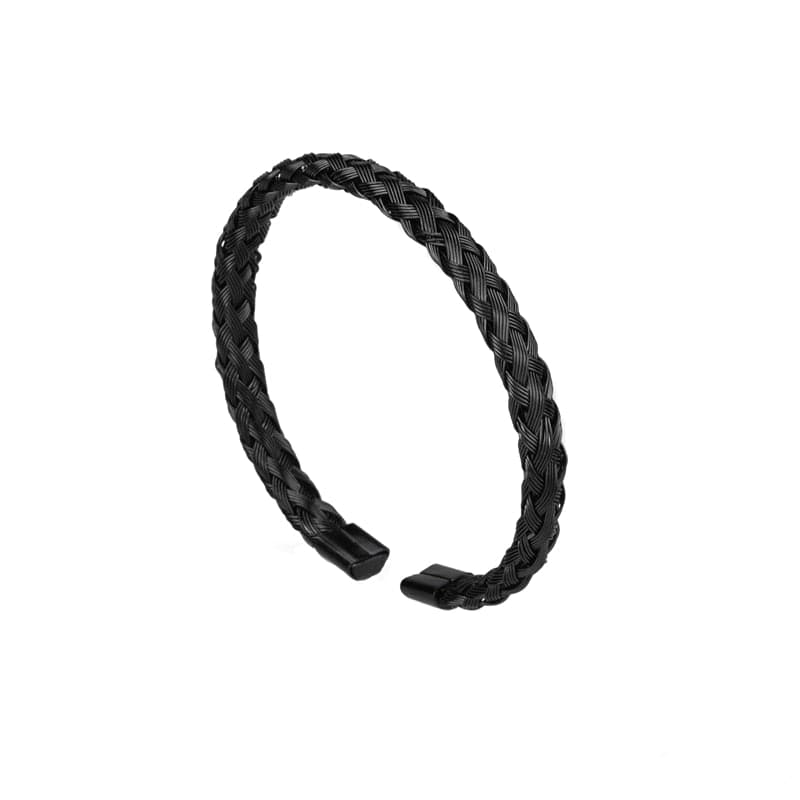 bracelet homme acier tresse Noir