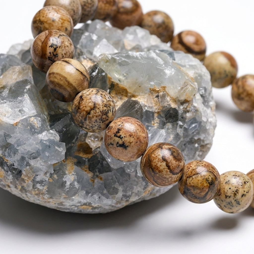 Bracelet Jaspe Paysage 6/8mm Pierre Naturelle | WristArt
