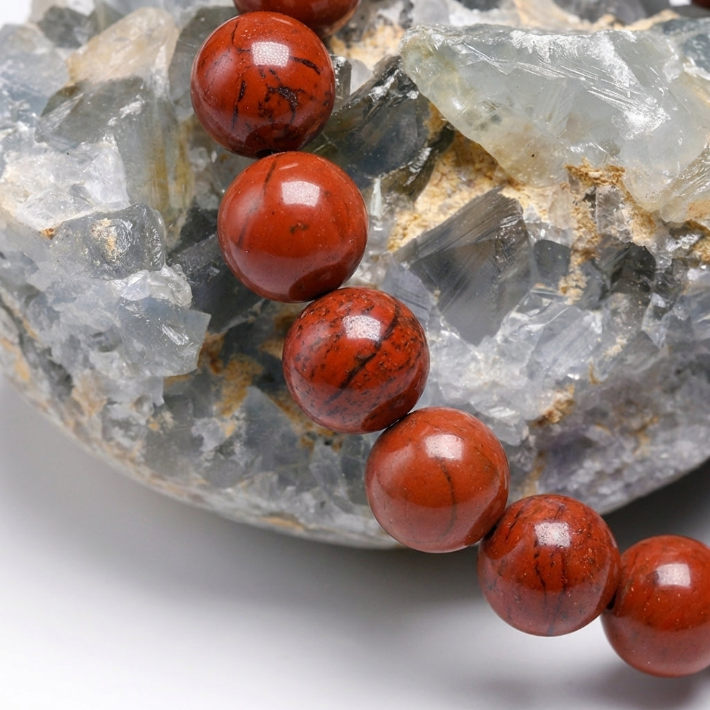 Bracelet Jaspe Rouge 6/8mm Pierre Naturelle | WristArt