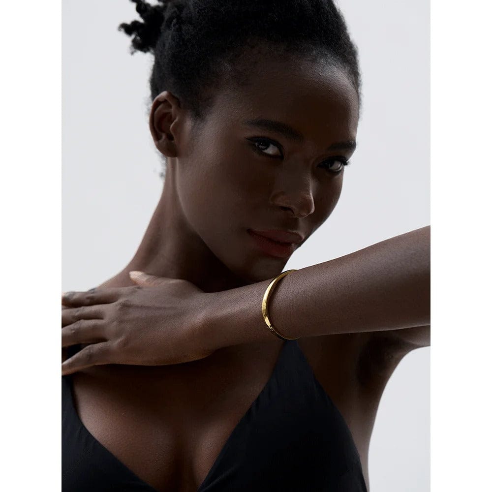 bracelet jonc acier doré femme