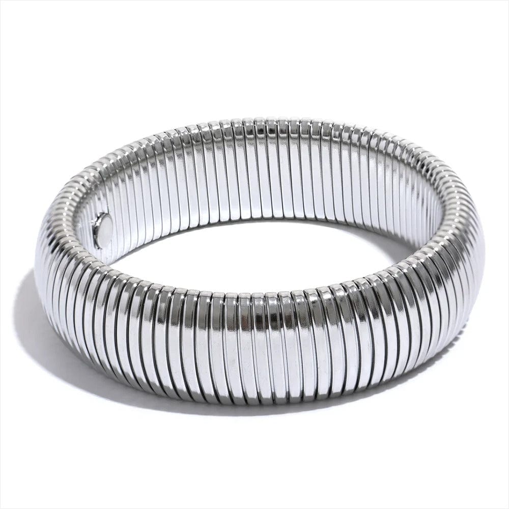 Bracelet Jonc Acier Femme 8-20mm Platine / 20mm