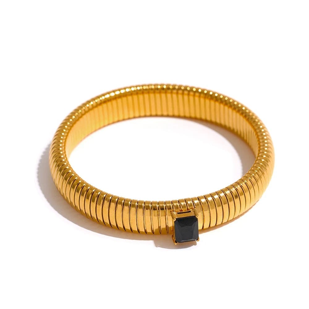 bracelet jonc doré femme Noir