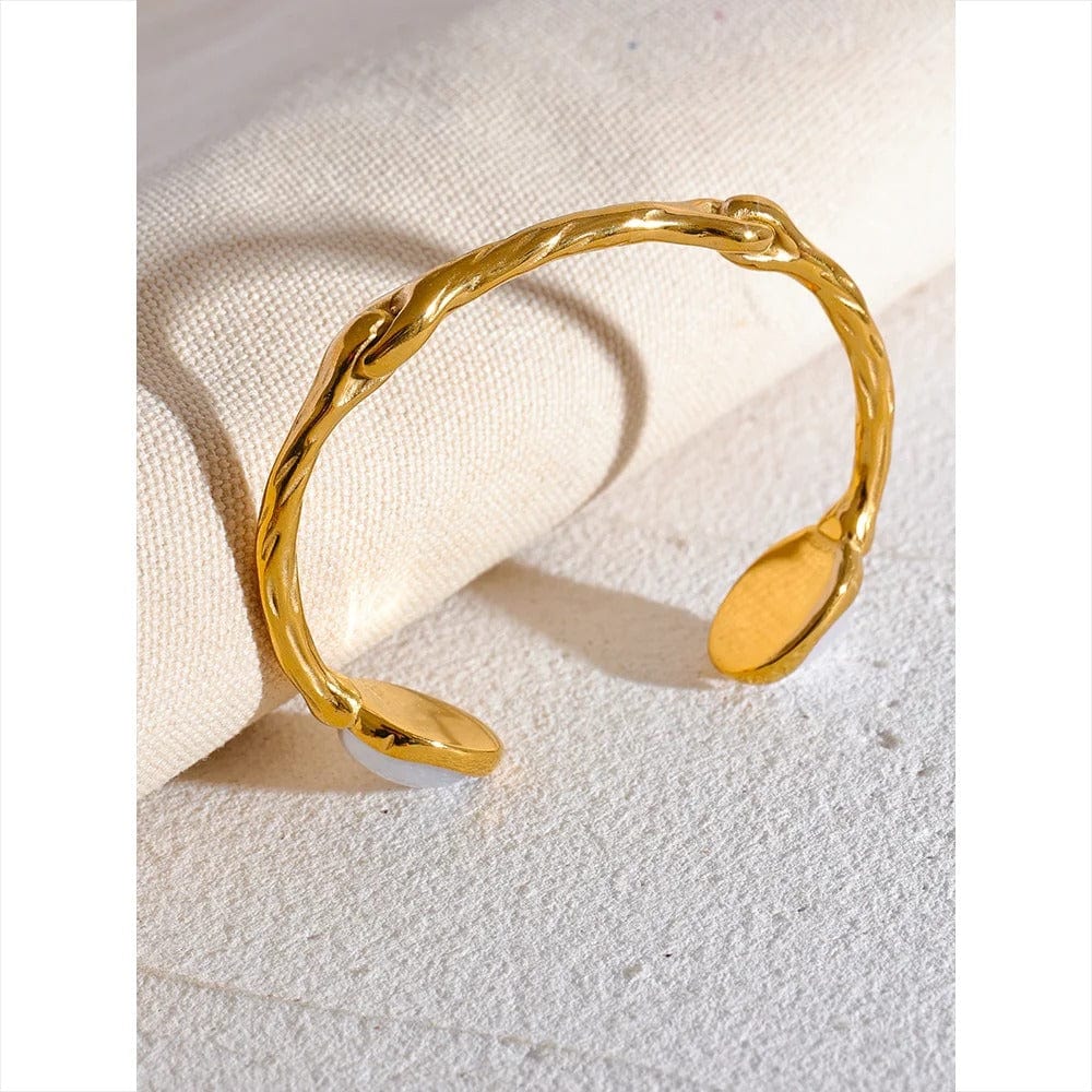 bracelet jonc doré perles imitation femme
