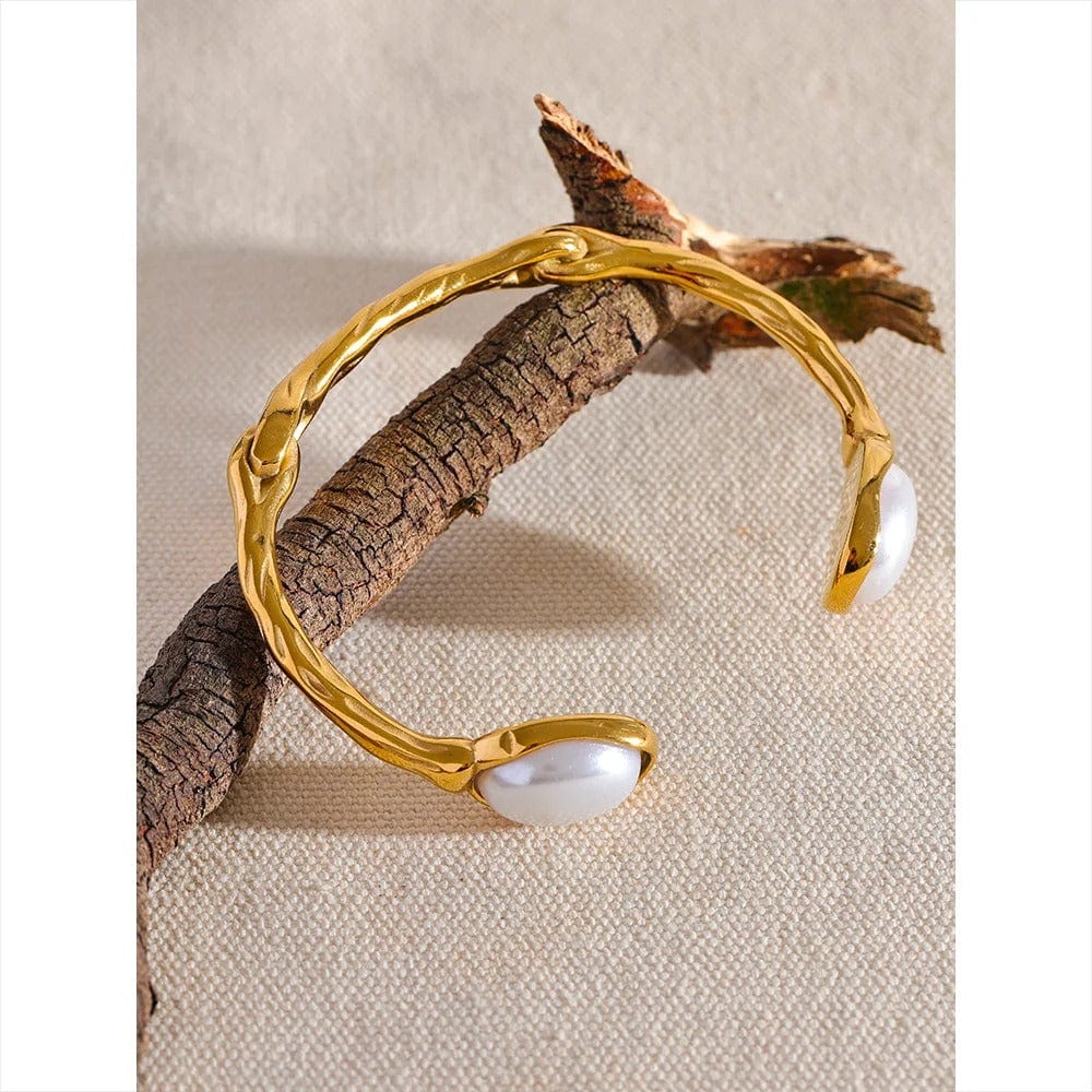 bracelet jonc doré perles imitation femme