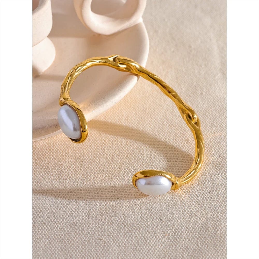 bracelet jonc doré perles imitation femme