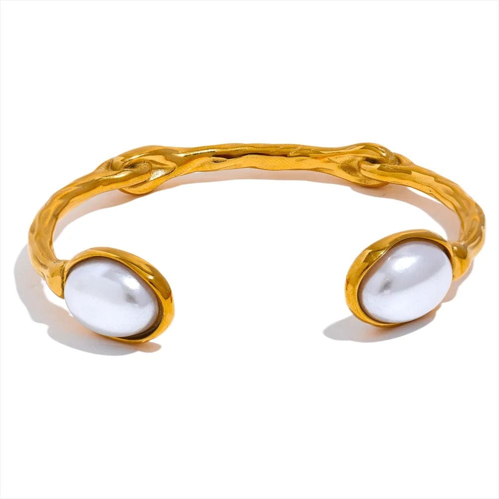 bracelet jonc doré perles imitation femme