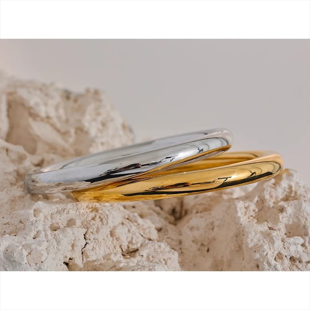 bracelet jonc en acier inoxydable doré femme
