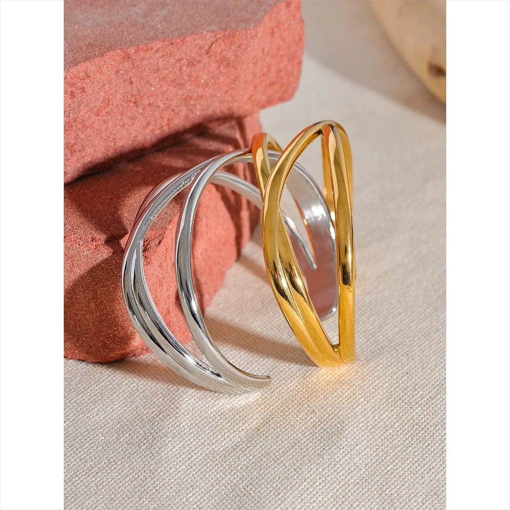 ```Bracelet manchette acier doré```