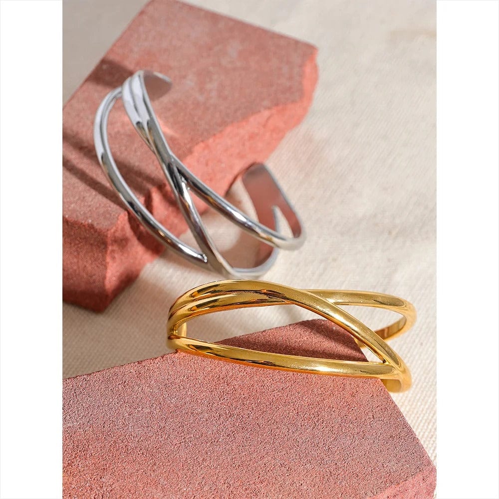 ```Bracelet manchette acier doré```