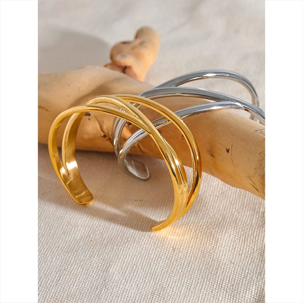 ```Bracelet manchette acier doré```