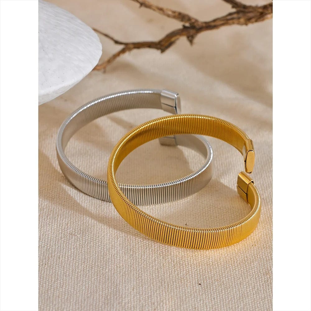 Bracelet manchette doré acier femme