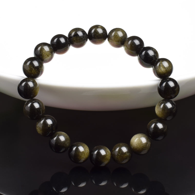 Bracelet Obsidienne Dorée
