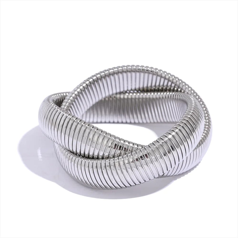 Bracelet serpent acier inoxydable femme. Platine